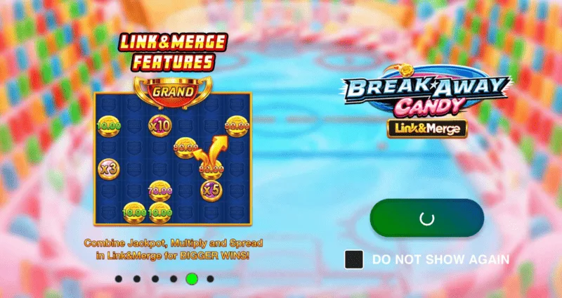 Break Away Candy – peamine ekraan 6×6 ruudustiku ja hokimängijatega